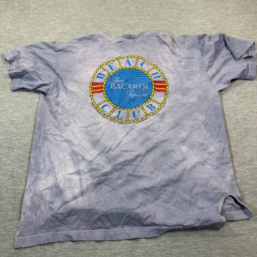 Bacardi T-Shirt Men's L Purple Tie Dye Beach Club Logo Rum Vintage Graphic Tee‎